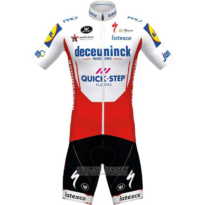 2020 Cycling Jersey Deceuninck Quick Step White Red Short Sleeve And Bib Short